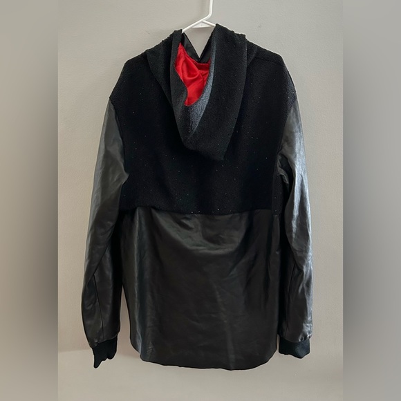 French Deal Designer Lamb's Leather Beaded Hoodie Sweatshirt | Men's Size FR 54 - Picture 5 of 10